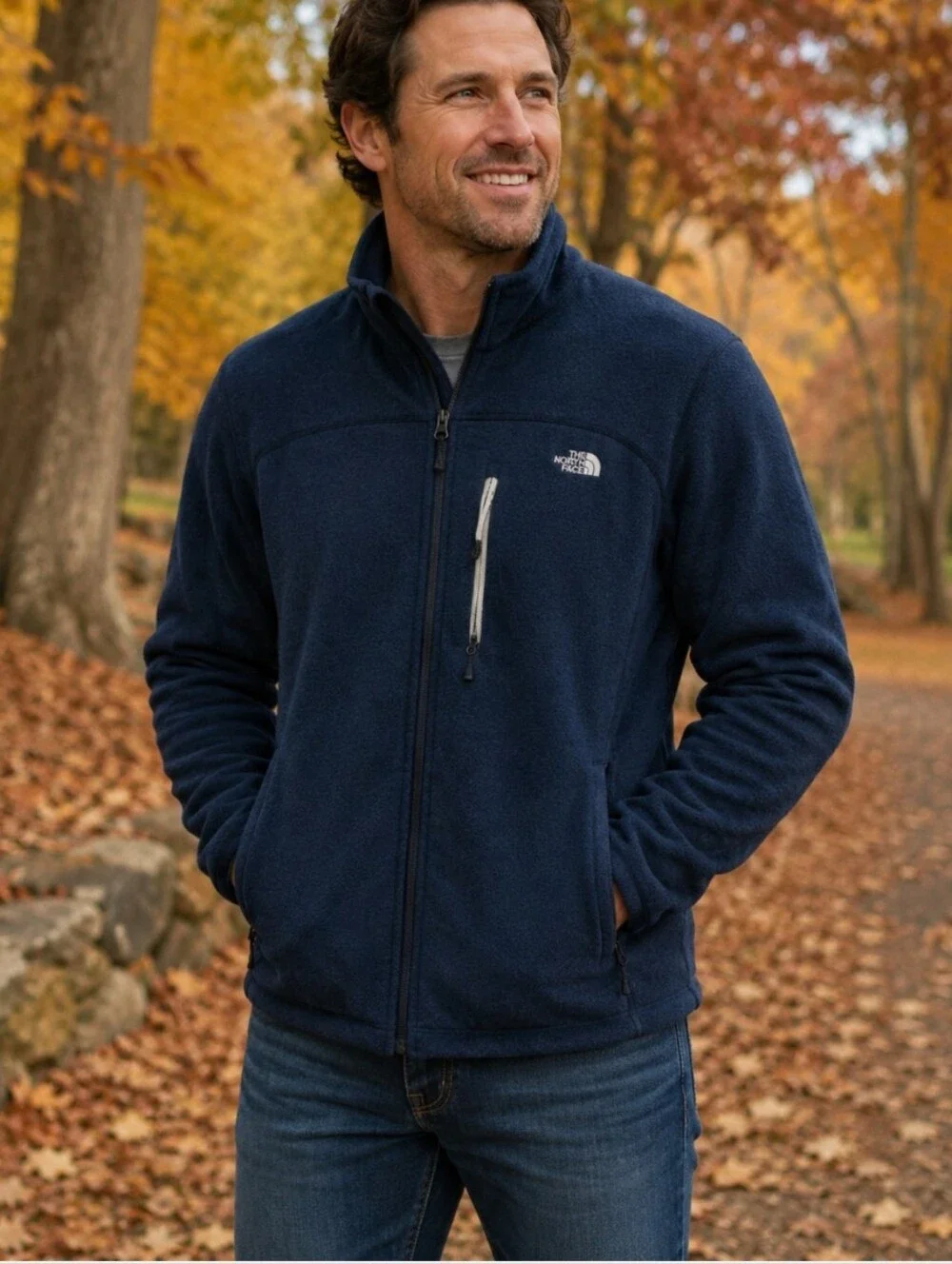 The North Face Heathered Blue Full-Zip Jacket Mens XL